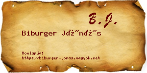 Biburger Jónás névjegykártya